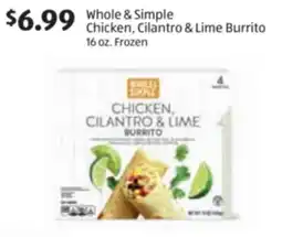 Aldi Whole & Simple Chicken, Cilantro & Lime Burrito offer