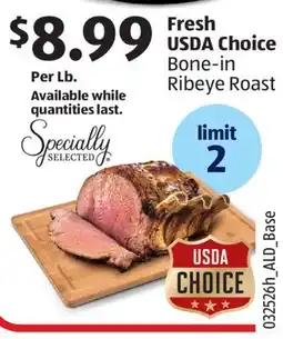 Aldi Specially Selected Fresh USDA Choice Bone-in Ribeye Roast offer