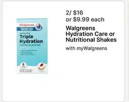 Walgreens Walgreens Hydration Care or Nutritional Shakes offer