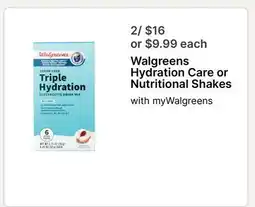 Walgreens Walgreens Hydration Care or Nutritional Shakes offer