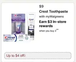 Walgreens Crest Toothpaste offer
