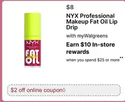 Walgreens NYX Professional Makeup Fat Oil Lip Drip offer