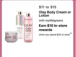 Walgreens Olay Body Cream or Lotion offer