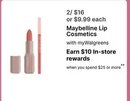 Walgreens Maybelline Lip Cosmetics offer