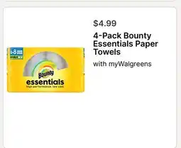 Walgreens 4-Pack Bounty Essentials Paper Towels offer