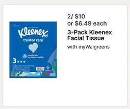 Walgreens 3-Pack Kleenex Facial Tissue offer