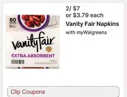 Walgreens Vanity Fair Napkins offer