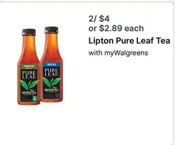 Walgreens Lipton Pure Leaf Tea offer