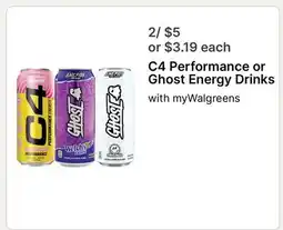 Walgreens C4 Performance or Ghost Energy Drinks offer