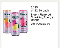 Walgreens Bloom Flavored Sparkling Energy Drinks with myWalgreens offer