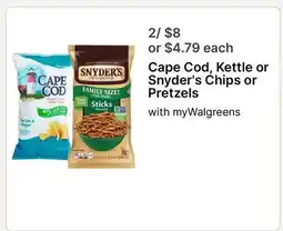 Walgreens Cape Cod, Kettle or Snyder's Chips or Pretzels offer