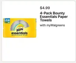 Walgreens 4-Pack Bounty Essentials Paper Towels offer