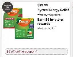 Walgreens Zyrtec Allergy Relief offer