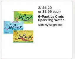 Walgreens 6-Pack La Croix Sparkling Water offer
