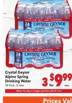 Vallarta Supermarkets Crystal Geyser Alpine Spring Drinking Water offer