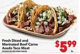 Vallarta Supermarkets Fresh Diced and Marinated Beef Carne Asada Taco Meat | PICADO DE RES PARA TACOS offer