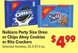 Vallarta Supermarkets Nabisco Party Size Oreo or Chips Ahoy Cookies or Ritz Crackers offer