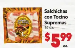 Vallarta Supermarkets Salchichas con Tocino Supremas offer