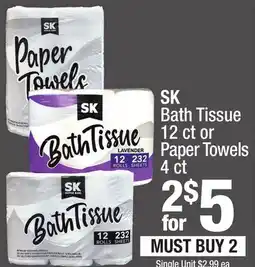Super King Markets SK Bath Tissue 12 ct or Paper Towels 4 ct offer
