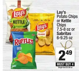 Super King Markets Lay's Potato Chips or Kettle Chips 7.5-8 oz or Sabritas 6-9.25 oz offer