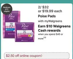 Walgreens Poise Pads with myWalgreens offer