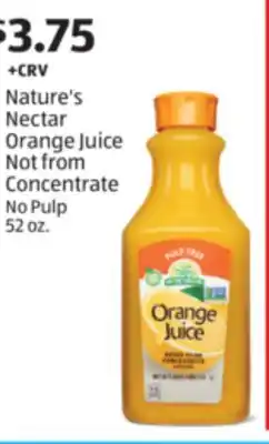 Aldi Nature's Nectar Orange Juice Not from Concentrate offer