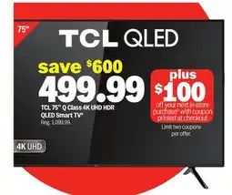 Meijer TCL 75 Q Class 4K UHD HDR QLED Smart TV offer
