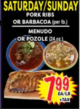 Superior Grocers PORK RIBS OR BARBACOA (per lb.) offer