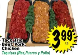 Superior Grocers Taco Trio Beef, Pork, Chicken offer