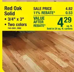 Menards Red Oak Solid Hardwood offer