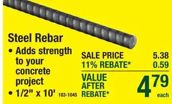 Menards Steel Rebar offer