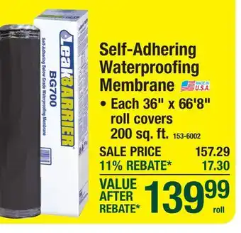 Menards Self-Adhering Waterproofing Membrane offer