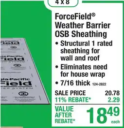 Menards ForceField Weather Barrier OSB Sheathing offer