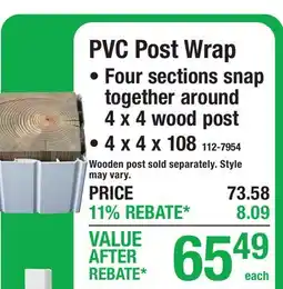 Menards PVC Post Wrap offer