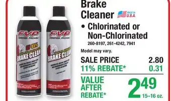 Menards Brake Cleaner offer