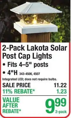 Menards 2-Pack Lakota Solar Post Cap Lights offer
