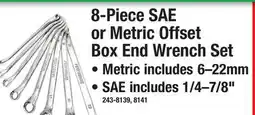 Menards 8-Piece SAE or Metric Offset Box End Wrench Set, Metric includes 6–22mm offer