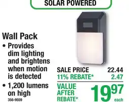 Menards Wall Pack, Provides dim lighting and brightens when motion is detected, 1,200 lumens on high offer