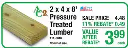 Menards 2 x 4 x 8' Pressure Treated Lumber offer
