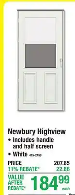 Menards LARSON Newbury Highview Includes handle and half screen White offer