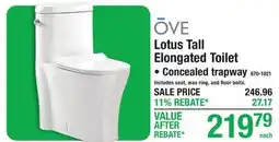 Menards OVE Lotus Tall Elongated Toilet, Concealed trapway offer