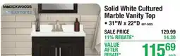 Menards MagickWoods Solid White Cultured Marble Vanity Top 31W x 22D offer