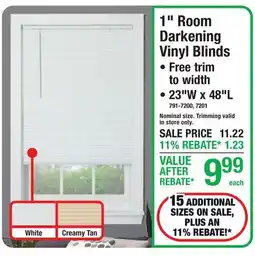 Menards 1 Room Darkening Vinyl Blinds offer