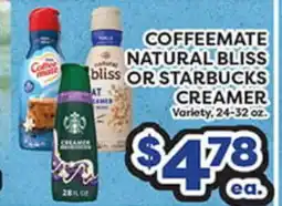 Torres Supermercado COFFEEMATE NATURAL BLISS OR STARBUCKS CREAMER offer