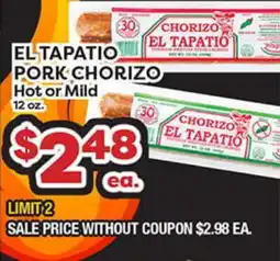 Torres Supermercado EL TAPATIO PORK CHORIZO Hot or Mild offer