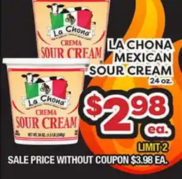 Torres Supermercado LA CHONA MEXICAN SOUR CREAM offer