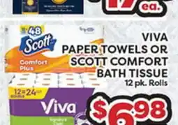 Torres Supermercado VIVA PAPER TOWELS OR SCOTT COMFORT BATH TISSUE offer