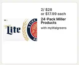 Walgreens 24-Pack Miller Products offer