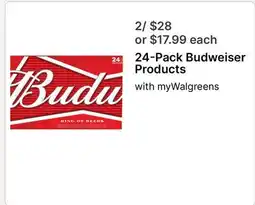 Walgreens 24-Pack Budweiser Products offer