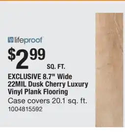 The Home Depot Lifeproof EXCLUSIVE 8.7 Wide 22MIL Dusk Cherry Luxury Vinyl Plank Flooring offer
